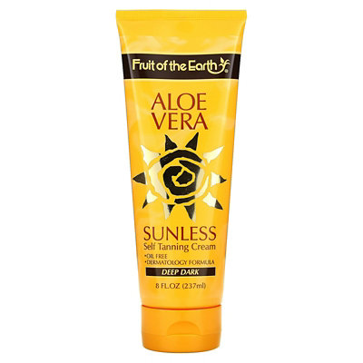 Fruit of the Earth Aloe Vera Sunless Self Tanning Cream, Deep Dark, 8 fl oz (237 ml) - Image 1