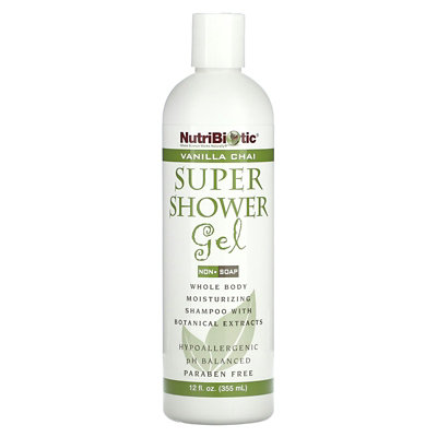 NutriBiotic Super Shower Gel, NonSoap, Vanilla Chai, 12 fl oz (355 ml) - Image 1