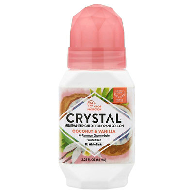 CRYSTAL MineralEnriched Deodorant RollOn, Coconut  Vanilla, 2.25 fl oz (66 ml) - Image 1