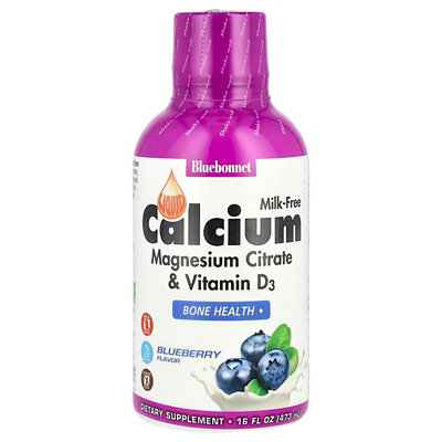 Bluebonnet Nutrition Liquid Calcium Magnesium Citrate  Vitamin D3, Blueberry, 16 fl oz (473 ml) - Image 1