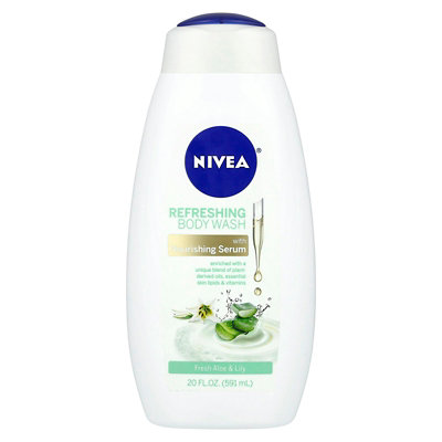 Nivea Refreshing Body Wash, Fresh Aloe  Lily,  20 fl oz (591 ml) - Image 1