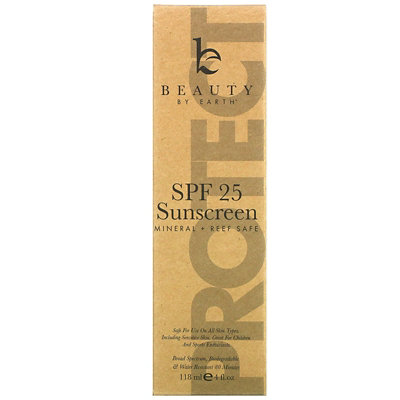 Beauty By Earth Mineral Sunscreen, SPF 25, Zinc Oxide Sun Protection, 4 fl oz (118 ml) - Image 2