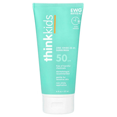 think Thinkids, Zinc Oxide Sunscreen, SPF 50, 6 fl oz (177 ml) - Image 1