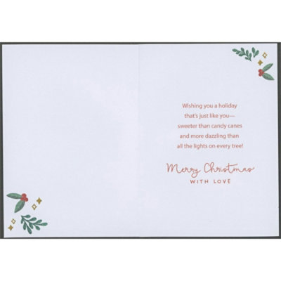 Die Cut 3D Tag, Red and White String, White Bows, Stockings, Gifts and Ornaments Hand Decorated Christmas Card for Niece - Image 2