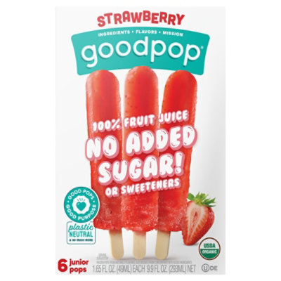 Goodpops Pop Junior Strawberry Organic 6ct - 9.9 FZ - Image 1