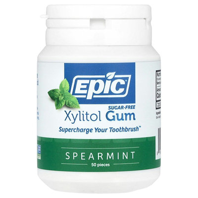 Epic Dental Xylitol Gum, Spearmint, 50 Pieces - Image 1