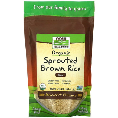 NOW Foods Real Food, Organic Sprouted Brown Rice, Raw, 16 oz (454 g) - Image 1