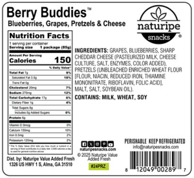 Naturipe Snacks Berry Buddies Berries Grapes Pretzels Cheese 3oz - 3 OZ - Image 3