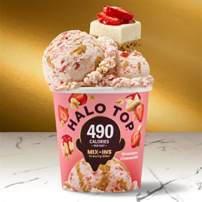 Halo Top Strawberry Cheesecake Lower Calorie Light Ice Cream Pint - 16 Fl. Oz. - Image 3