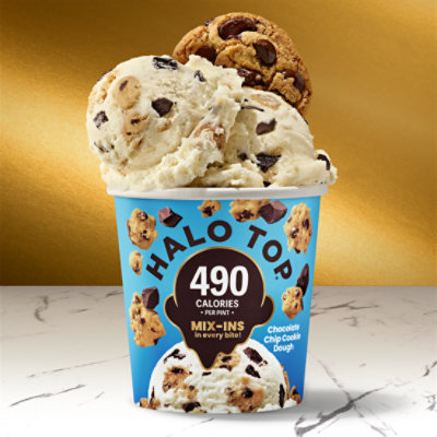 Halo Top Chocolate Chip Cookie Dough Lower Calorie Vanilla Light Ice Cream Pint - 16 Fl. Oz. - Image 3