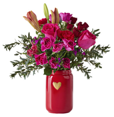 Heart Mason Jar Arrangement - Each - Image 1