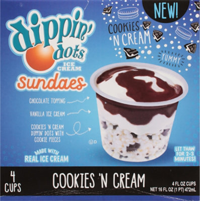 Dippin Dots Cookies & Cream Ice Cream Sundae Cups - 4-4.0FZ - Image 4