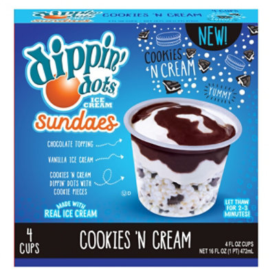 Dippin Dots Cookies & Cream Ice Cream Sundae Cups - 4-4.0FZ - Image 2