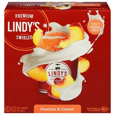 Lindys Premium Swirled Ice Italian Peaches Cream - 24 OZ - Image 1