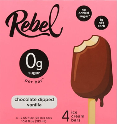 Rebel Ice Cream Chocolate Dipped Vanilla Bar - 10.6 OZ - Image 6