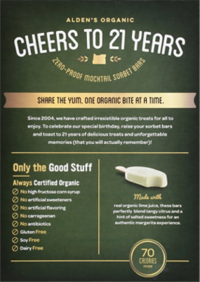 Aldens Organic Sorbet Bar Margarita Dairy Free Organic - 10 FZ - Image 6