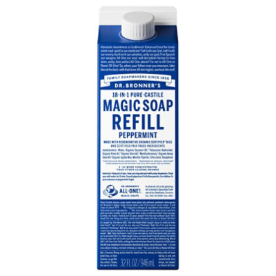 Dr Bronner Soap Refill Peppermint - 32 FZ - Image 1