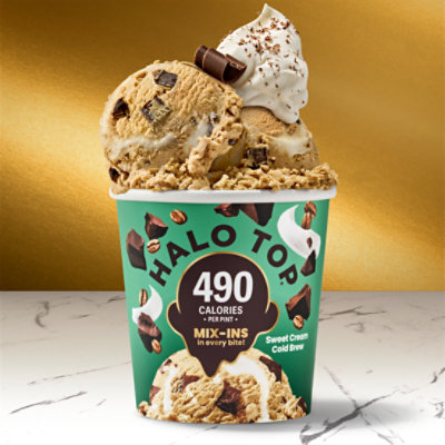 Halo Top Sweet Cream Cold Brew Coffee Lower Calorie Light Ice Cream Pint - 16 Fl. Oz. - Image 5