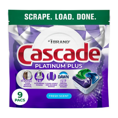 Cascade Platinum Plus Actionpacs Fresh Scent - 9 Count