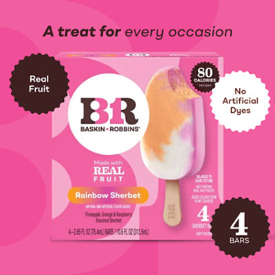 Baskin Robbins Rainbow Sherbet Ice Cream Bar 4 Ct., 4-2.65 Fz, 10.6 Fz - 4-2.65FZ - Image 4