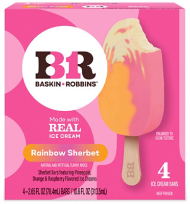 Baskin Robbins Rainbow Sherbet Ice Cream Bar 4 Ct., 4-2.65 Fz, 10.6 Fz - 4-2.65FZ - Image 2