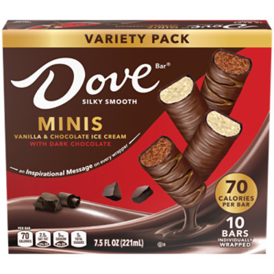 Dove Bar Silky Smooth Minis Vanilla & Chocolate Ice Cream With Dark Chocolate 10 Count - 7.5 Fl. Oz. - Image 2