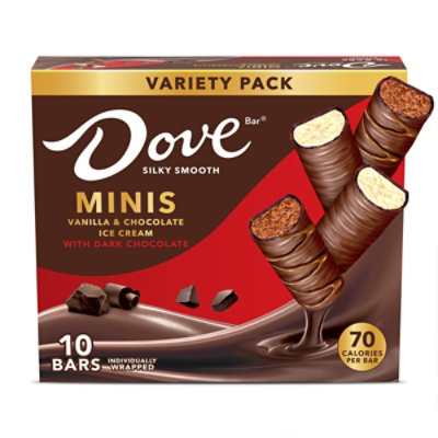 Dove Bar Silky Smooth Minis Vanilla & Chocolate Ice Cream With Dark Chocolate 10 Count - 7.5 Fl. Oz. - Image 1