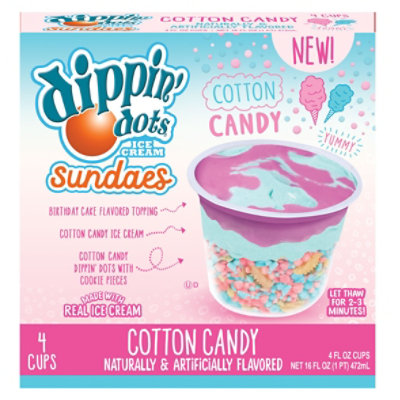 Dippin' Dots Cotton Candy Ice Cream Sundae Cups, 4-4 Fz, 16 Fz - 4-4 FZ - Image 1