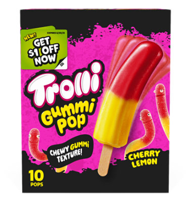 Trolli Cherry Lemon Frozen Gummi Pop 10 Ct 1.65oz - 10 CT - Image 1