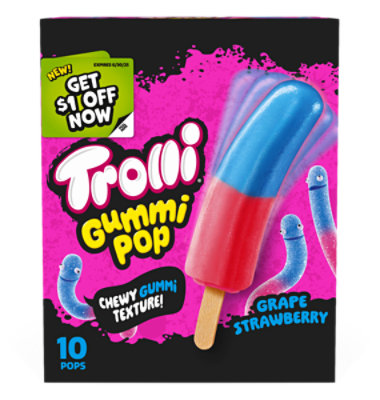 Trolli Grape Strawberry Frozen Gummi Pop 10 Ct 1.65oz - 10 CT - Image 1