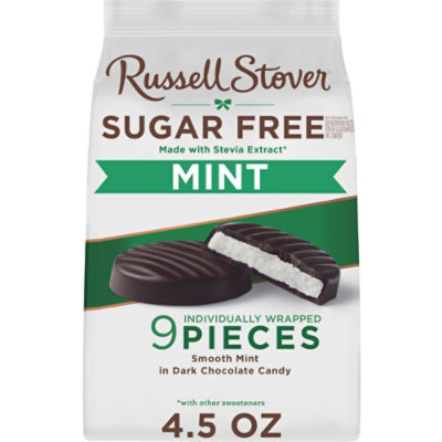 Russell Stover Sugar Free Dark Chocolate Mint Patties Mini Gusset Bag 4.5oz - 4.5 OZ