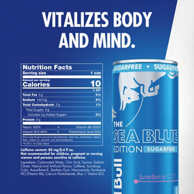 Red Bull Sea Blue Edition Sugar Free Energy Drink Juneberry - 8.4 Fl. Oz. - Image 2