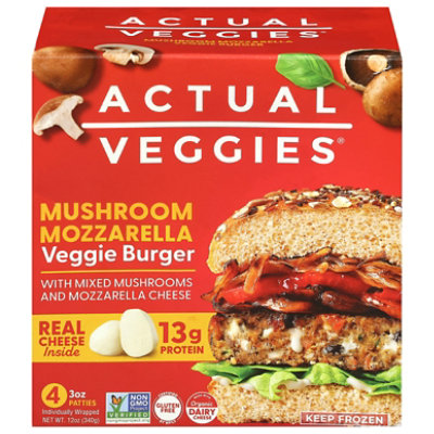 Actual Veggies Burger Veggie Mushroom Mozzarella - 12 OZ - Image 2