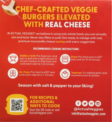 Actual Veggies Burger Veggie Mushroom Mozzarella - 12 OZ - Image 5