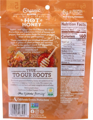 Nichols Farms Organic Hot Honey No Shell Pistachios - 5 OZ - Image 6