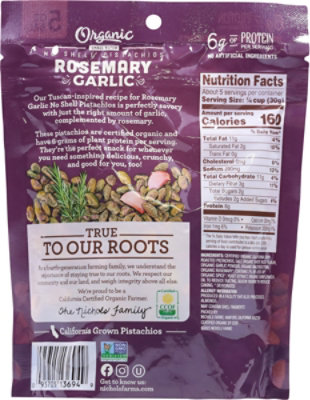 Nichols Farms Organic Rosemary Garlic No Shell Pistachios - 5 OZ - Image 6