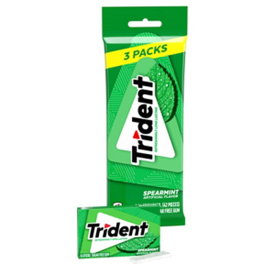 3 Pk Trident Gum Spearmint Sugar Free - 42 CT - Image 2