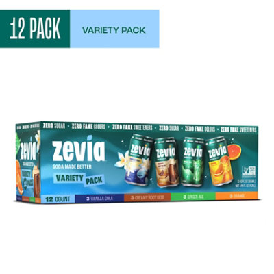 Zevia 4 Flavor Variety Pack 12-12fz - 12-12 FZ
