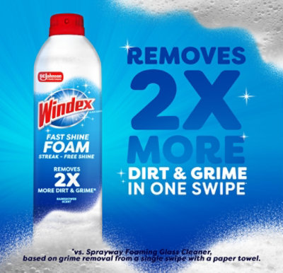 Windex Fast Shine Foam Glass Cleaner Aerosol Rainshower 19 Oz. - 19 OZ - Image 4