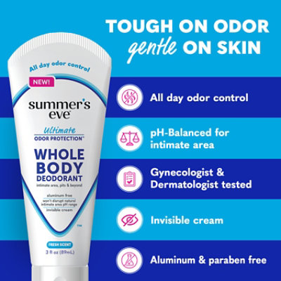 Summers Eve Ultimate Odor Protection Whole Body Deodorant 3oz Fresh Scent - 3 FZ - Image 3