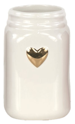 Overjoyed Boutique Gold Heart Vase Small White - Each - Image 1