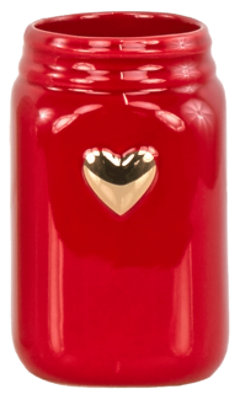 Overjoyed Boutique Gold Heart Vase Small Red - Each - Image 1