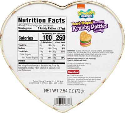 Krabby Patty Heart Tin W/gummy Krabby Patties - 2.54 OZ - Image 5