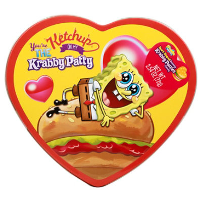 Krabby Patty Heart Tin W/gummy Krabby Patties - 2.54 OZ - Image 1
