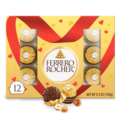 Ferrero Rocher Premium Gourmet Milk Chocolate Hazelnut Valentine's Day Gift Box 12 Count - 5.3 Oz - Image 2