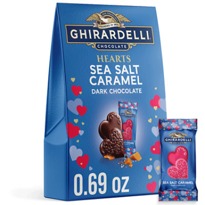 Ghirardelli Dark Chocolate Sea Salt Caramel Duet Hearts - .69 OZ