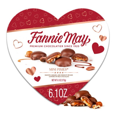 Fannie May Premium Mini Pixies Heart Box Milk Chocolate Caramel-Pecans Valentine’s Day - 6.1 Oz - Image 2