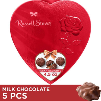 Russell Stover Red Foil Pecan Delight Heart - 4.5 OZ - Image 1