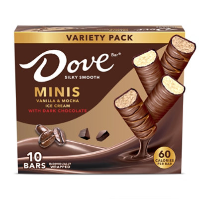 Dove Dark Chocolate Mocha Mini Ice Cream Bars, 10 Count, 7.5 Fz - 7.5 FZ - Image 1