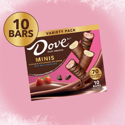 DOVE Vanilla & Strawberry Ice Cream Mini Milk Chocolate Ice Cream Bars - 10 Count - Image 3